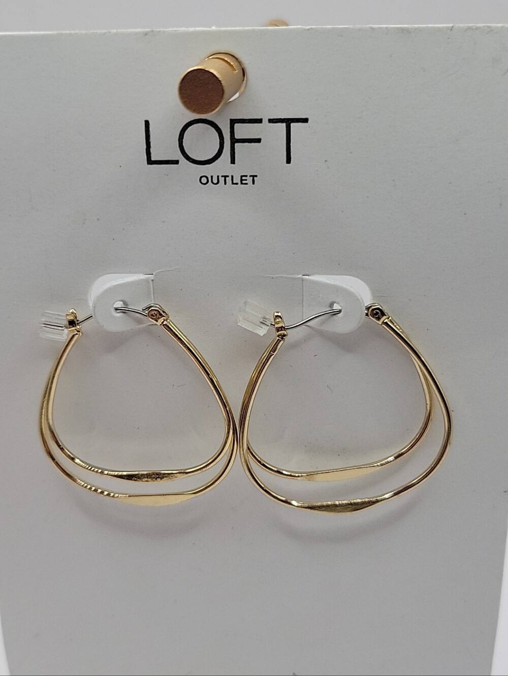 LOFT  Nwt Shiny Gold Layered Teardrop Hoop Earrings.